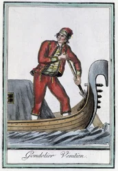 Gondolier i Venedig - i "" Encyclopedia of Travels"" af Grasset Saint Sauveur, red. Paris 1796