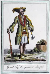 Grand Chief of Iroquois Warriors - i "" Encyclopedia of Travels"" af Grasset St. Sauveur, Paris