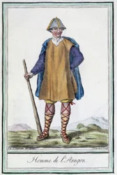 Man of Aragon (Spanien) - i "" Encyclopedia of Travels"" af Grasset St Sauveur, red. 1796