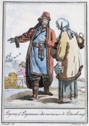 Bonde og bonde fra Petersburg - i "" Encyclopedia of Travels"" af Grasset St. Sauveur, red. 1796