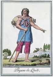 Peasant de Quito (Ecuador) - i "" Encyclopedia of Travels"" af Grasset St Sauveur, red. 1796