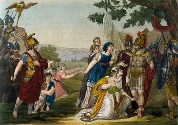 Voldtægt af sabinske kvinder, af Jacques Grasset de Saint-Sauveur (1757-1810), gravering fra det antikke Rom, eller historisk og billedlig beskrivelse af alt relateret til romerske folk, deres militær, skikke, religiøse og offentlige liv