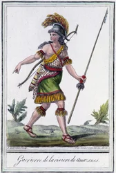 Warrior of the Amazon River - i "" Encyclopedia of Voyages"" af Grasset St Sauveur, red. 1796