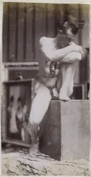 Studie af en siddende mandlig nøgenmodel i Jacques de Lalaings atelier