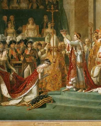 Kroningen af Napoleon 1., kejserinde Joséphine på knæ foran Napoleon ...