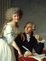 Detalje af "" Antoine Laurent Lavoisier (1743-1794) med Madame Lavoisier"" Maleri af Jacques Louis David (1748-1825)