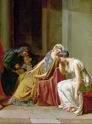 The Oath of the Horatii-detalje af en gruppe kvinder til højre, ca. 1783 olie på lærred