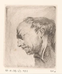 Hoved af en kalende mand Samling af forskellige doodles og ætsekorrektur (...) (serietitel)