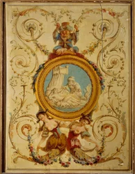 Dekorationspanel af det tyrkiske kabinet af greven af Artois i Versailles. Maleri på træ af Jacques Rousseau (1630-1693)
