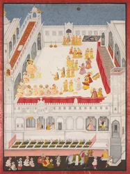Maharana Jagat Singh deltager i Rasleela, 1736.
