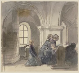 Bedende bønder i en kirke