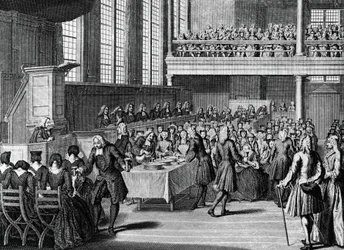 Anabaptisters middag, gravering af Jacobus van der Schley (1715-1779) fra religiøse ceremonier og skikke for alle verdens folkeslag