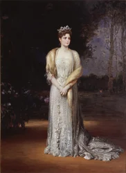 Portræt af kejserinde Alexandra Fyodorovna af Rusland 1872-1918, hustru til zar Nicholas II, 1914