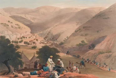 The Third Descent of the Koojah [sic] Pass, ca. 1839 (litografi, tonet)