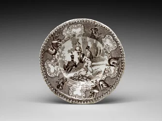Kopplade, ca. 1837-1856 (blyglaseret lertøj med transfertryk)