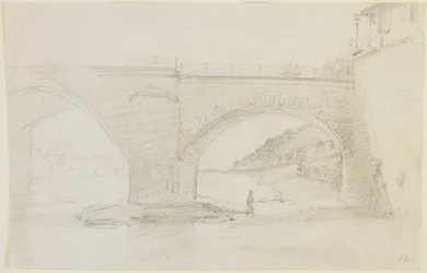 En bro, 1858 (blyant på råhvidt vævet papir)