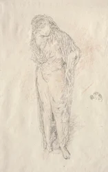 Draperet figur stående.