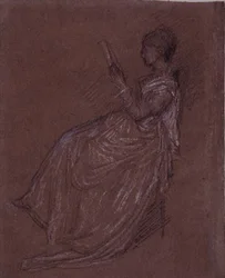 Siddende Lady Reading, studie for fru Layland (pastelkridt på papir)
