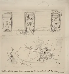 Skitse af Påfugleværelset, 1898