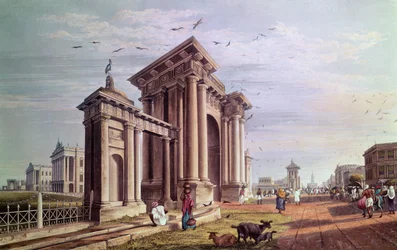 Court House Street, Calcutta, indgraveret af Robert Havell, pub. 1824