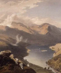 Grasmere fra Langdale Fell, detalje af søen, fra "The English Lake District", 1853