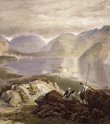 Wast Water, detalje af fiskere, fra The English Lake District, 1853 (detalje af 97210)