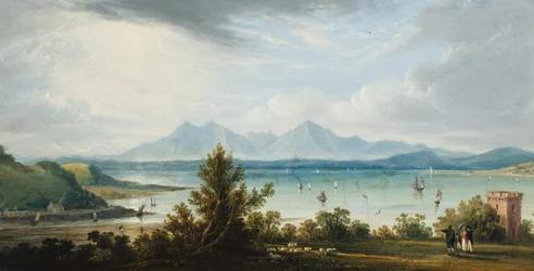 Udsigt over Clyde fra Ardgowan med Isles of Bute og Arran i det fjerne, ca. 1821 (olie på panel)