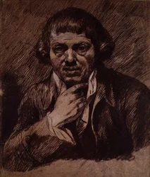 Selvportræt, ca. 1800 (pensel og bistre på papir)