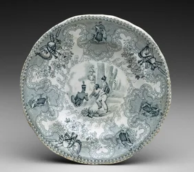Tallerken, ca. 1837-44 (transfertrykt fajance)