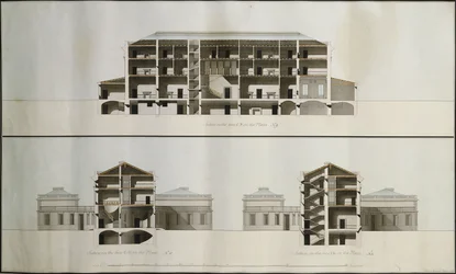 Design til et nyklassisk hus for Lord Charleville: Tre sektioner
