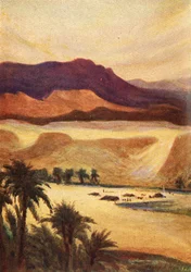 En Palæstinalejr ved Elim - Heb. xiii. 11, c1924. Skaber: James Clark, Henry A Harper.