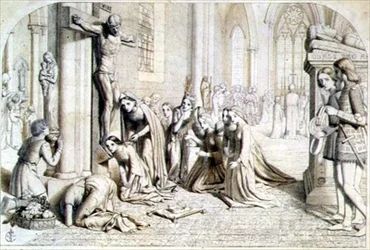 En hændelse i Saint Elizabeth af Ungarns liv - kompositionsstudie, 1850