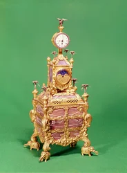 George III musikalsk ur, bordur, ca. 1766 (ormolu, sølv og agat) (se også 829810)