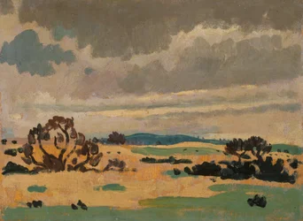 Fransk landskab (olie på panel)