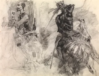 Don Quijote (kridt og sort kridt på papir)