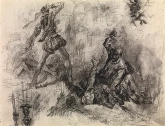Don Quijote (kridt og sort kridt på papir)