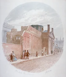 Del af en mur på det gamle British Museum, Bloomsbury, London, 1850