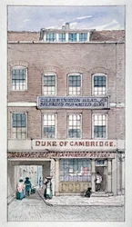 Udsigt over Duke of Cambridge Tavern, Shoe Lane, City of London, c1840.