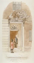 Udsigt over døråbningen til Mincing Lane nr. 4, City of London, 1840