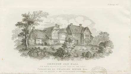 Shelton Old Hall: stålgravering (vignetteret), nd [c 1843] (tryk)