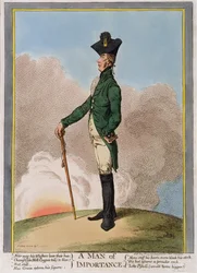 A Man of Importance, udgivet af Hannah Humphrey i 1799 (håndfarvet radering)