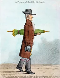 A Prince of the Old School, udgivet af Hannah Humphrey i 1800 (håndfarvet radering)