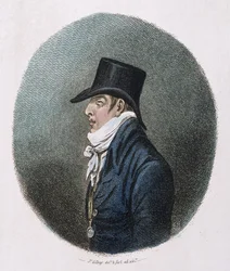 Et portræt, udgivet af Hannah Humphrey i 1799 (håndkoloreret radering)