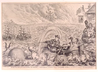 Britiske slæbebåde slæber den danske flåde i havn, 1807