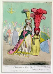 Characters in High Life, udgivet af Hannah Humphrey i 1795 (håndfarvet radering)