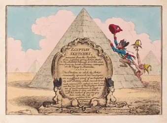 Egyptian Sketches, pub 1799 (håndkoloreret gravering)