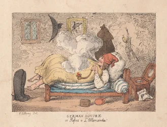German Luxury eller Repos a LAllemande, pub. 1800 (håndfarvet gravering)