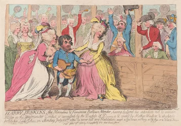 Harry Jenkins, the Masculine & Feminine Bellows Mender, pub. 1788 (håndfarvet gravering)