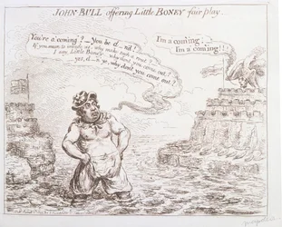 John Bull tilbyder Little Boney fair play, udgivet af Hannah Humphrey i 1803