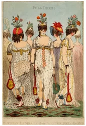 Parisiske damer i deres fulde vinterkjole til 1800, 1799.